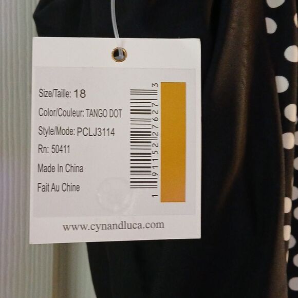 Cyn & Luca Plus Black and White Polka Dot Tankini Top Sz 18 - Picture 5 of 8